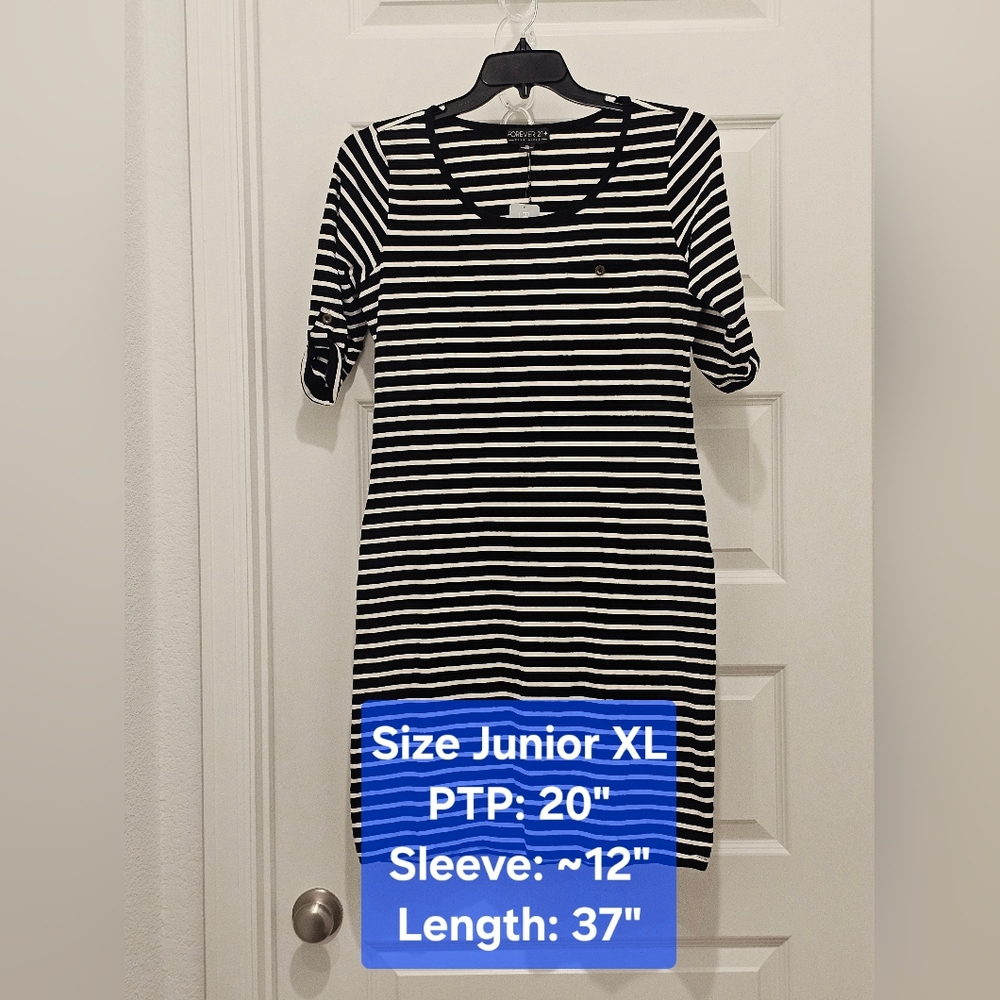 Forever 21 Plus Black and White Striped Dress, NWT, Junior's Size XL